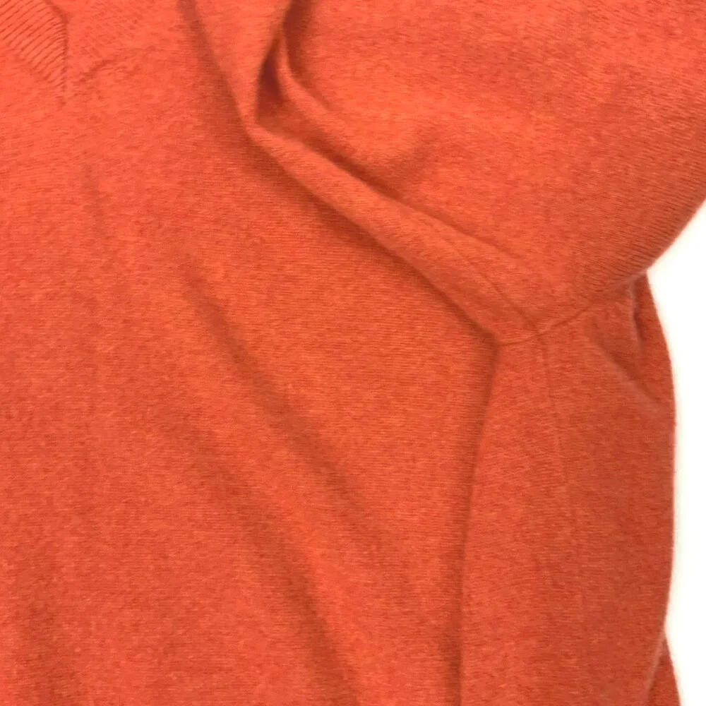 Men's Lands' End v-Neck 100% Cashmere Pullover Sweater Orange/Terracotta Sz XXL